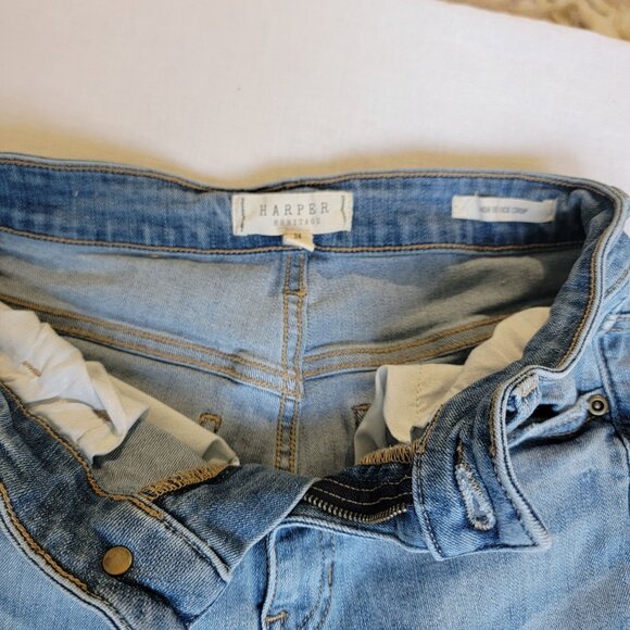 Harper Heritage Flare Jeans Womens 0/ 24 Lightwash Cropped Frayed Hem - Picture 3 of 6